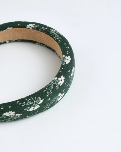 Padded Headband - Green Ditsy