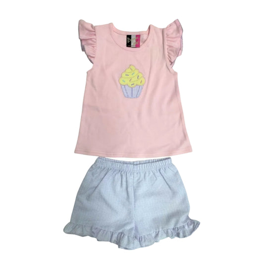 Cupcake Applique Short Set