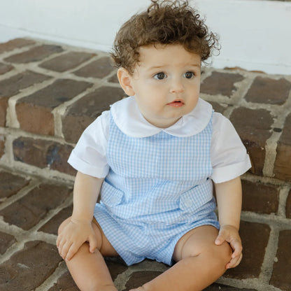 Boys S/S Piped Onesie-White