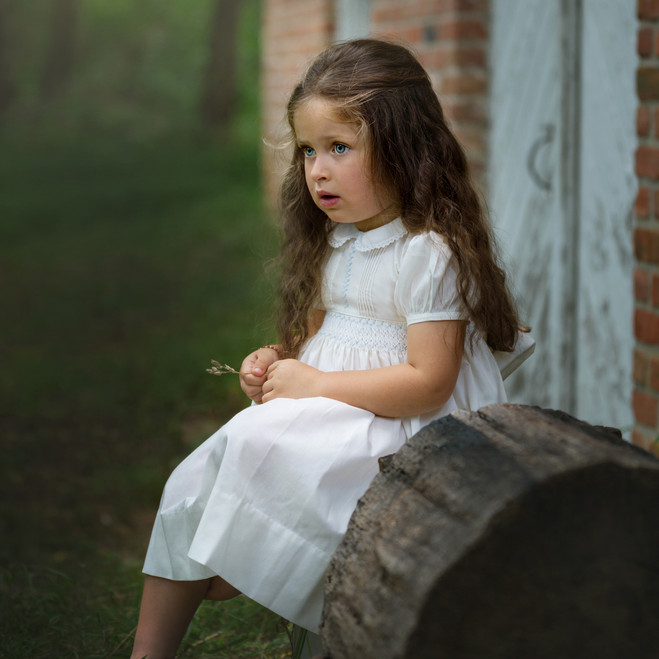 Vintage Smocked Dress - Ivory