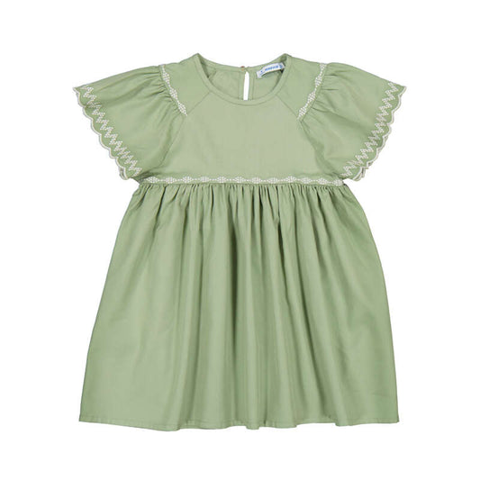 Embroidered Dress - Moss
