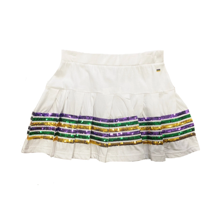 Sequin Mardi Gras Skort - White