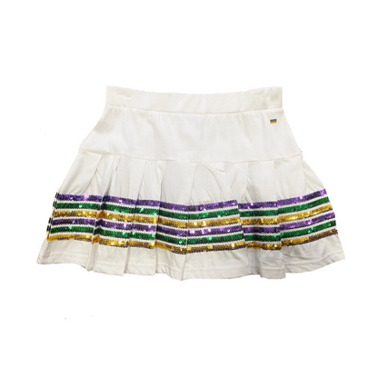 Sequin Mardi Gras Skort - White