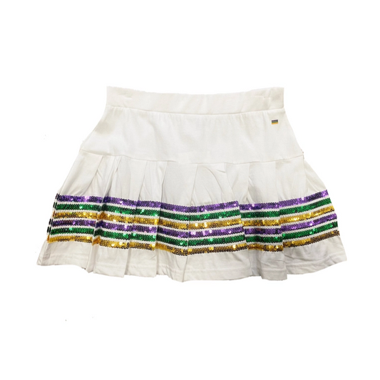 Sequin Mardi Gras Skort - White