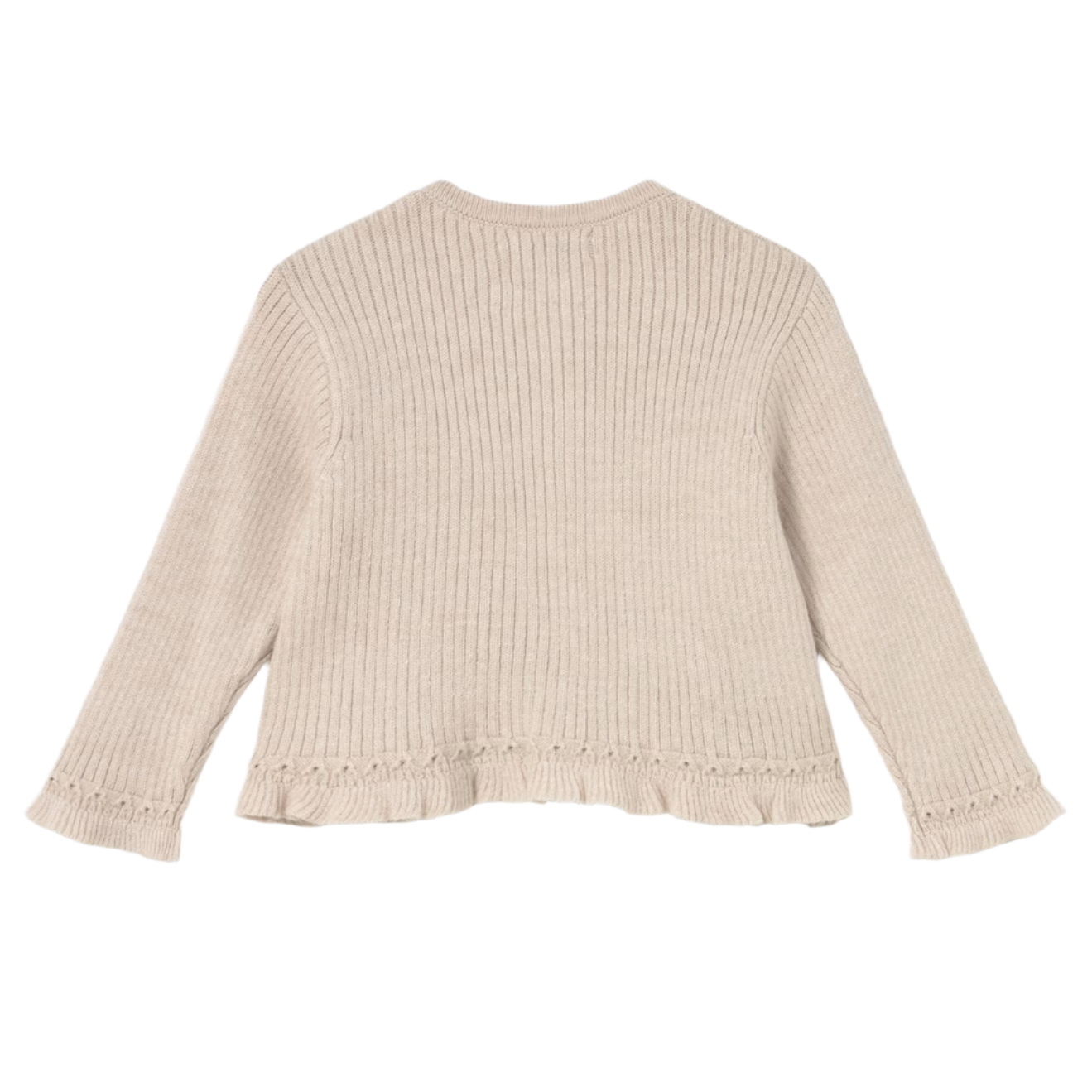 Ruffle Trim Cardigan - Beige