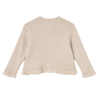 Ruffle Trim Cardigan - Beige