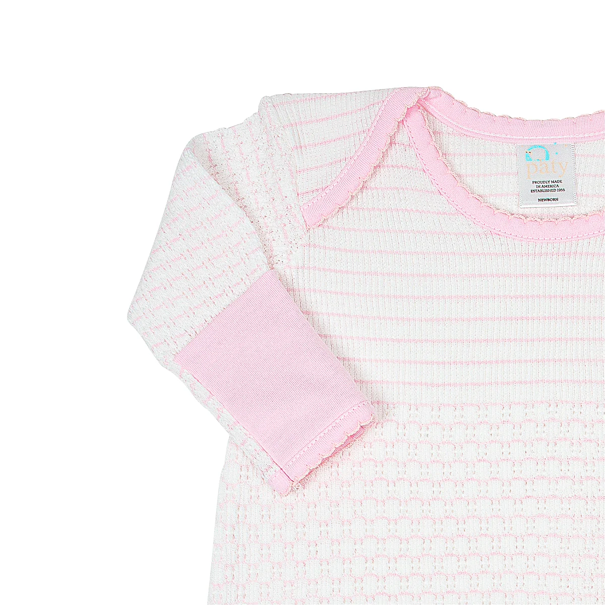 Knit L/S Pinstripe Gown W/ Bow