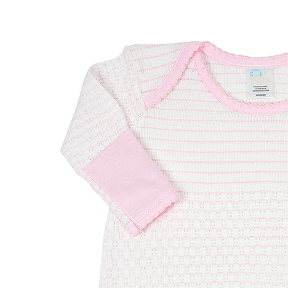Knit L/S Pinstripe Gown W/ Bow