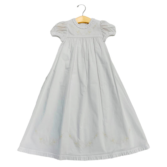 Wht/Ecru Dot Christening Gown