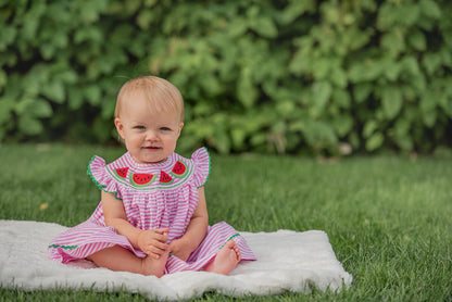 Pink Stripe Smocked Watermelon Dress