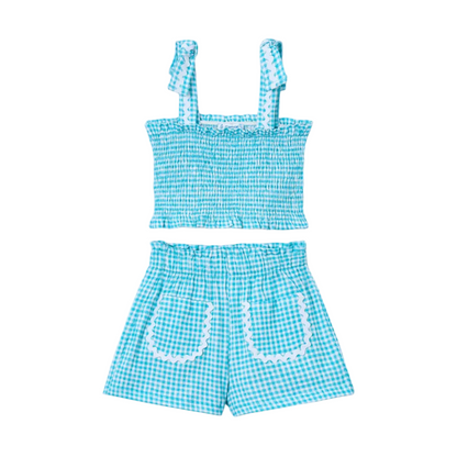 Gingham Short Set - Pacific