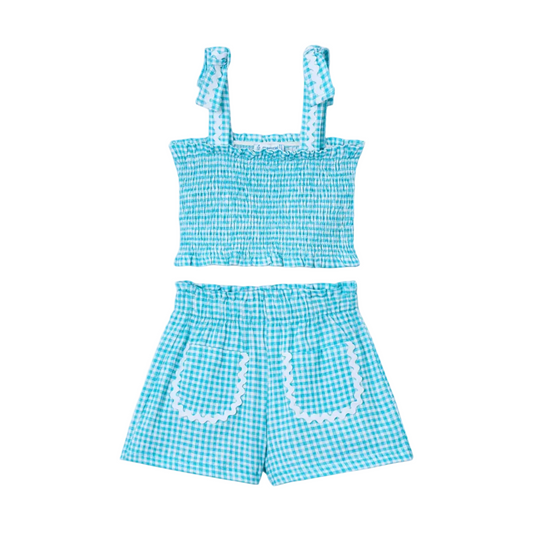 Gingham Short Set - Pacific