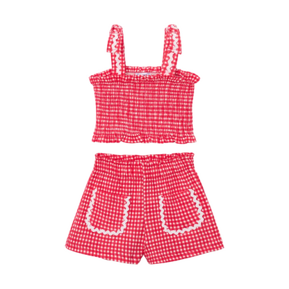 Gingham Short Set - Poppy