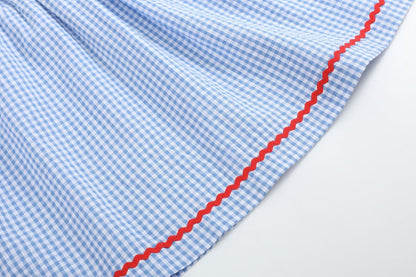 Blue Gingham Crawfish Smocked Dress