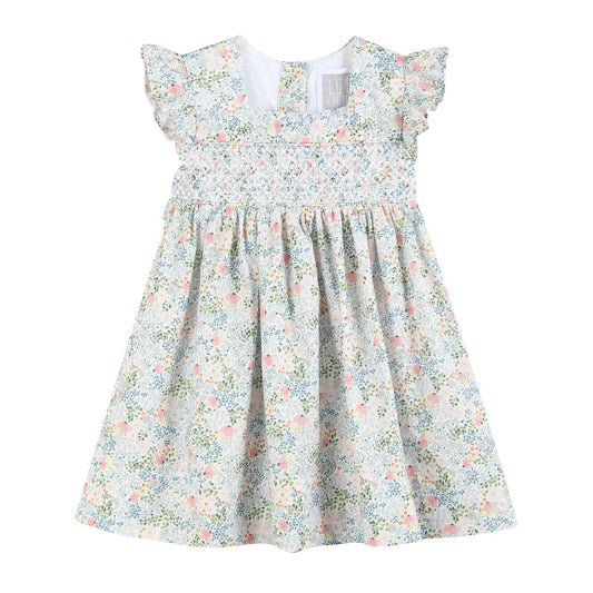 Pink Floral Smocked Dress