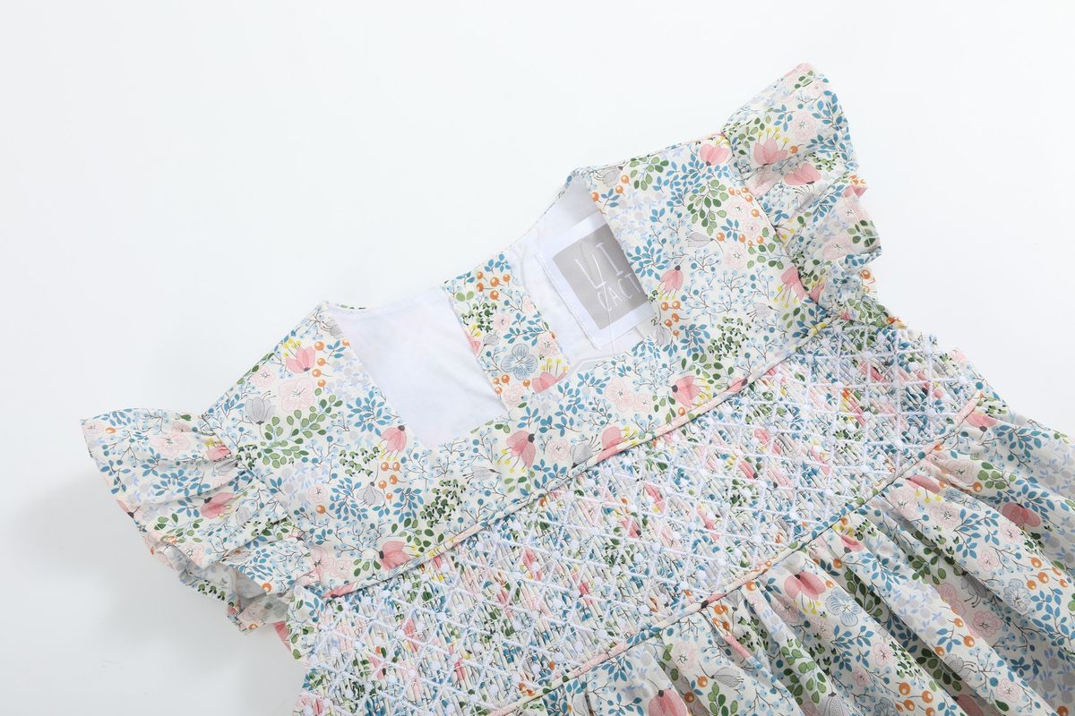 Pink Floral Smocked Dress