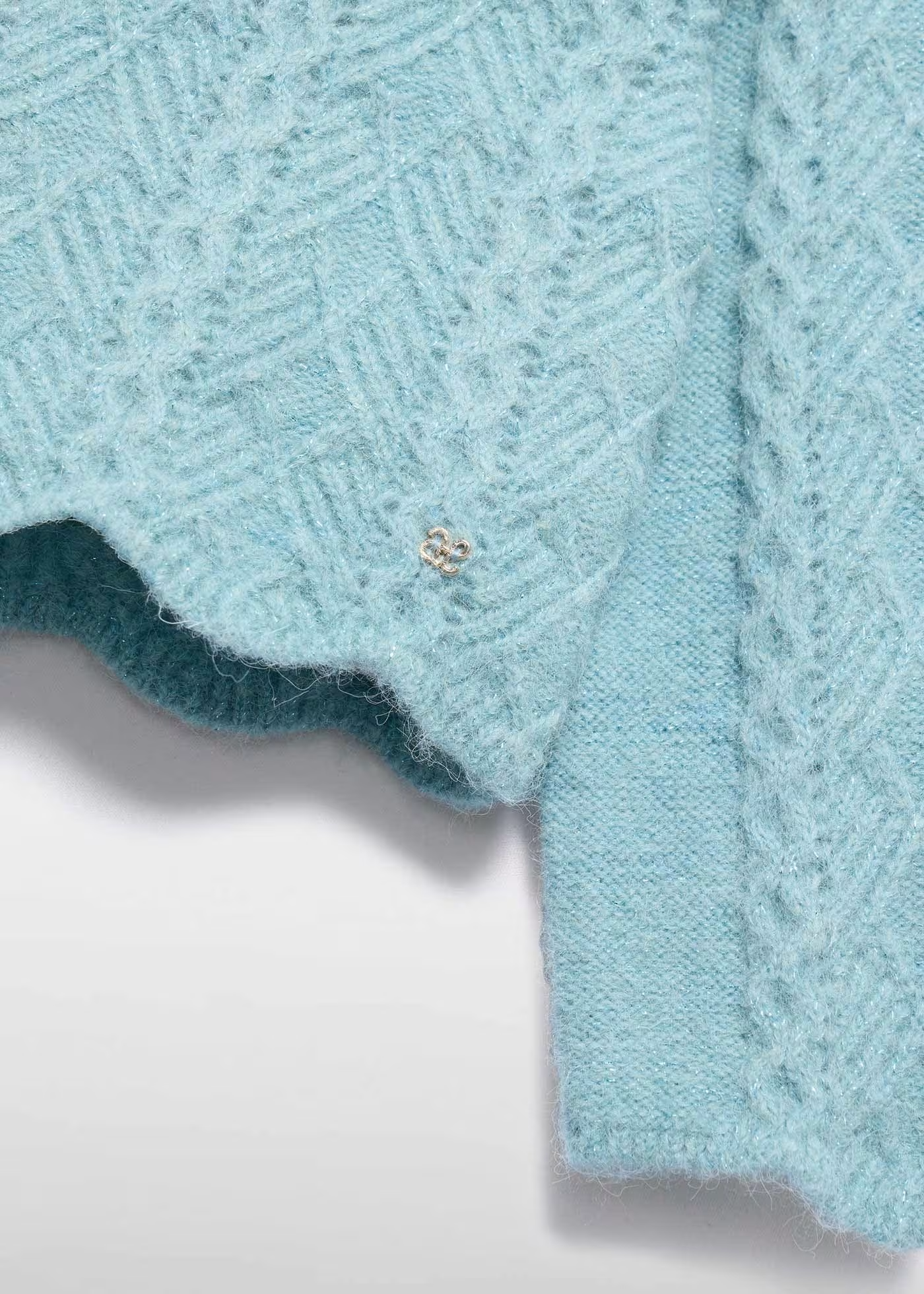 Wavy Knit Sweater - Aqua