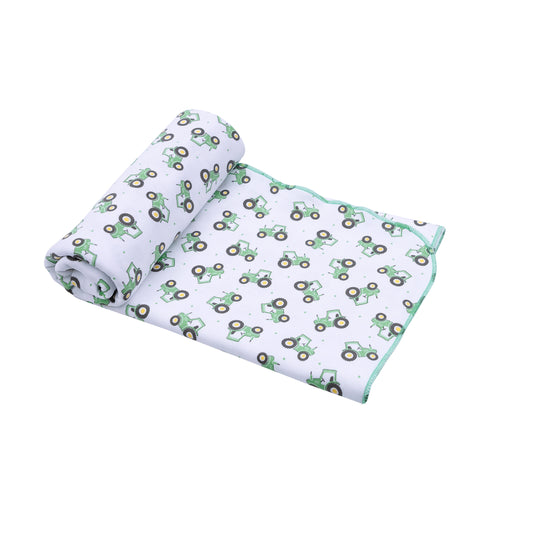 Lil' Green Tractor Print Swaddle