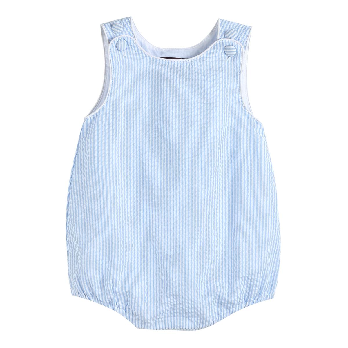 Lt. Blue Stripe Seersucker Romper