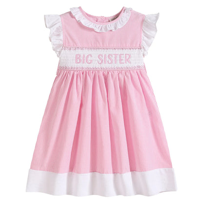 Pink Stripe Big Sister Smocked Dress