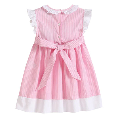 Pink Stripe Big Sister Smocked Dress