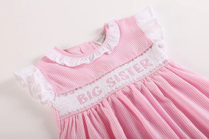 Pink Stripe Big Sister Smocked Dress