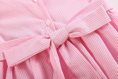 Pink Stripe Big Sister Smocked Dress