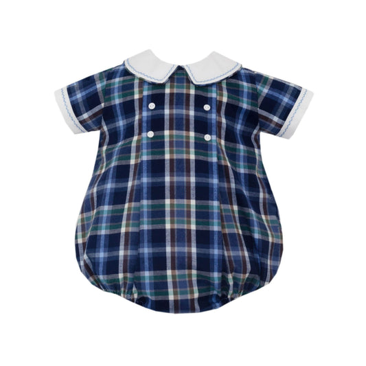 Lucas Blue & Brown Plaid Bubble