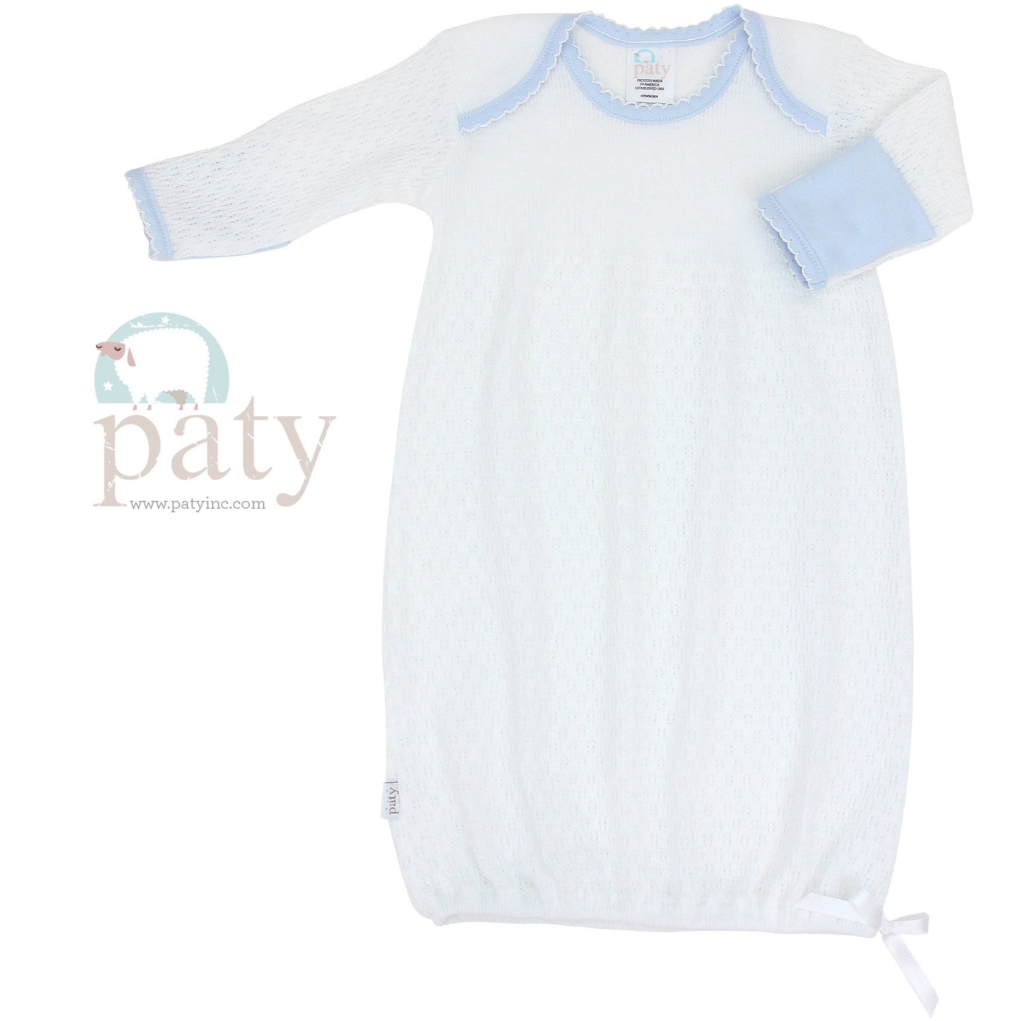 White Knit Gown w/ Trim - 115J