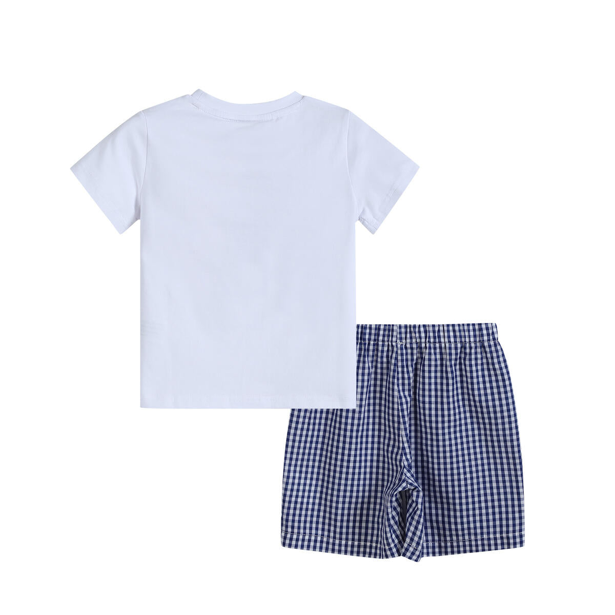 Blue Gingham USA Flag T-Shirt & Shorts Set