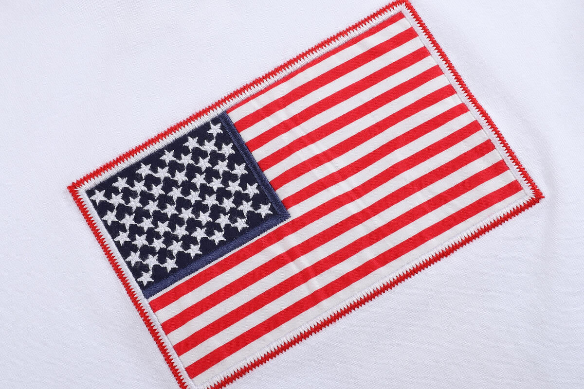 Blue Gingham USA Flag T-Shirt & Shorts Set
