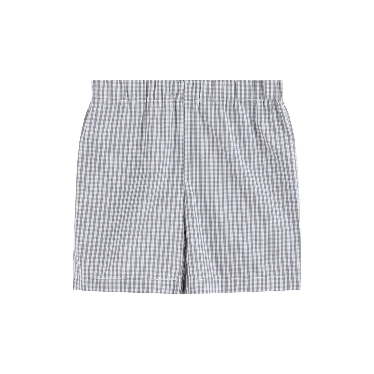 Green Tractor Smocked T-Shirt & Gray Gingham Shorts Set