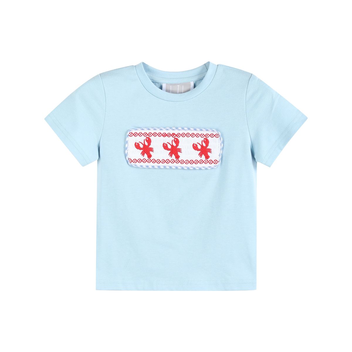 Blue Gingham Crawfish Smocked Shirt & Shorts Set