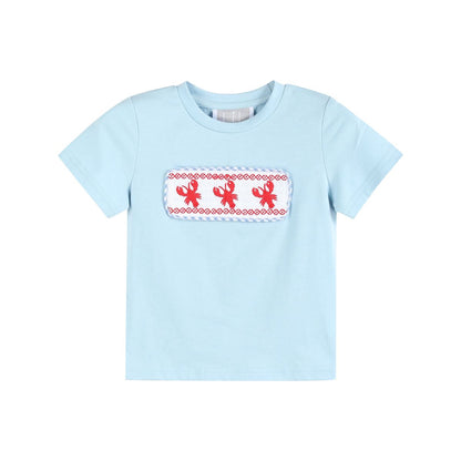 Blue Gingham Crawfish Smocked Shirt & Shorts Set