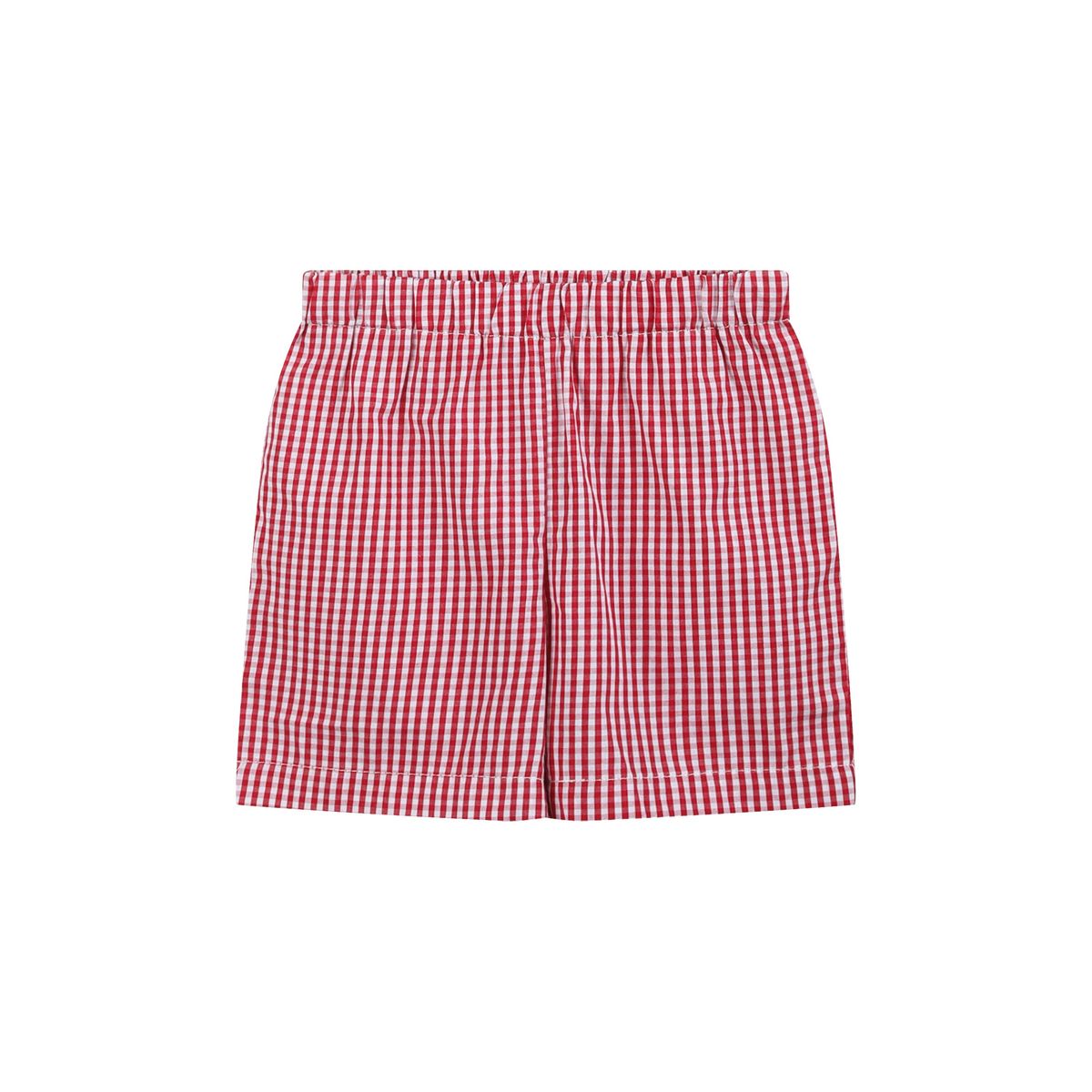 Baseball Smocked Shirt & Red Gingham Shorts Set