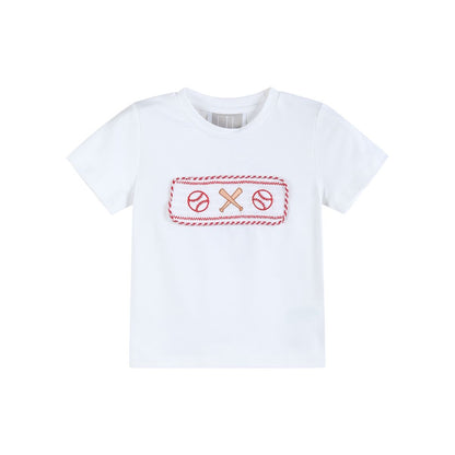 Baseball Smocked Shirt & Red Gingham Shorts Set