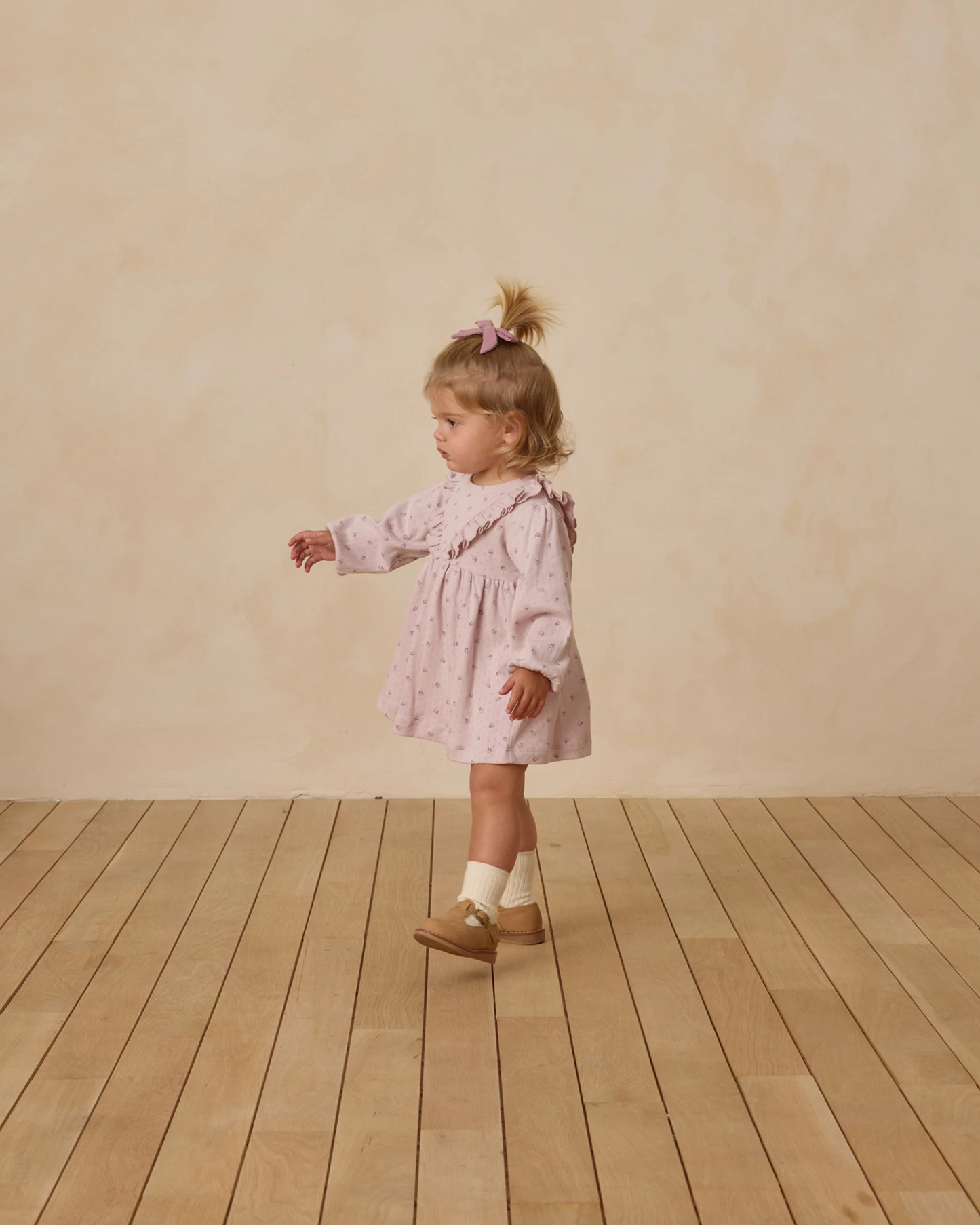 Ruffle V L/S Dress - Lilac Ditsy