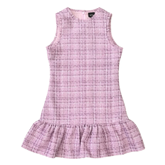 Lavender Tweed Ruffle Dress