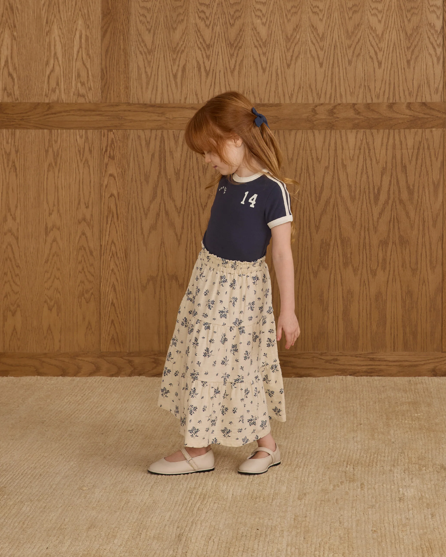 Ruffle Tiered Skirt - Blue Floral