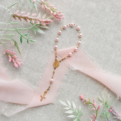 Pink Rosary - 14K Gold
