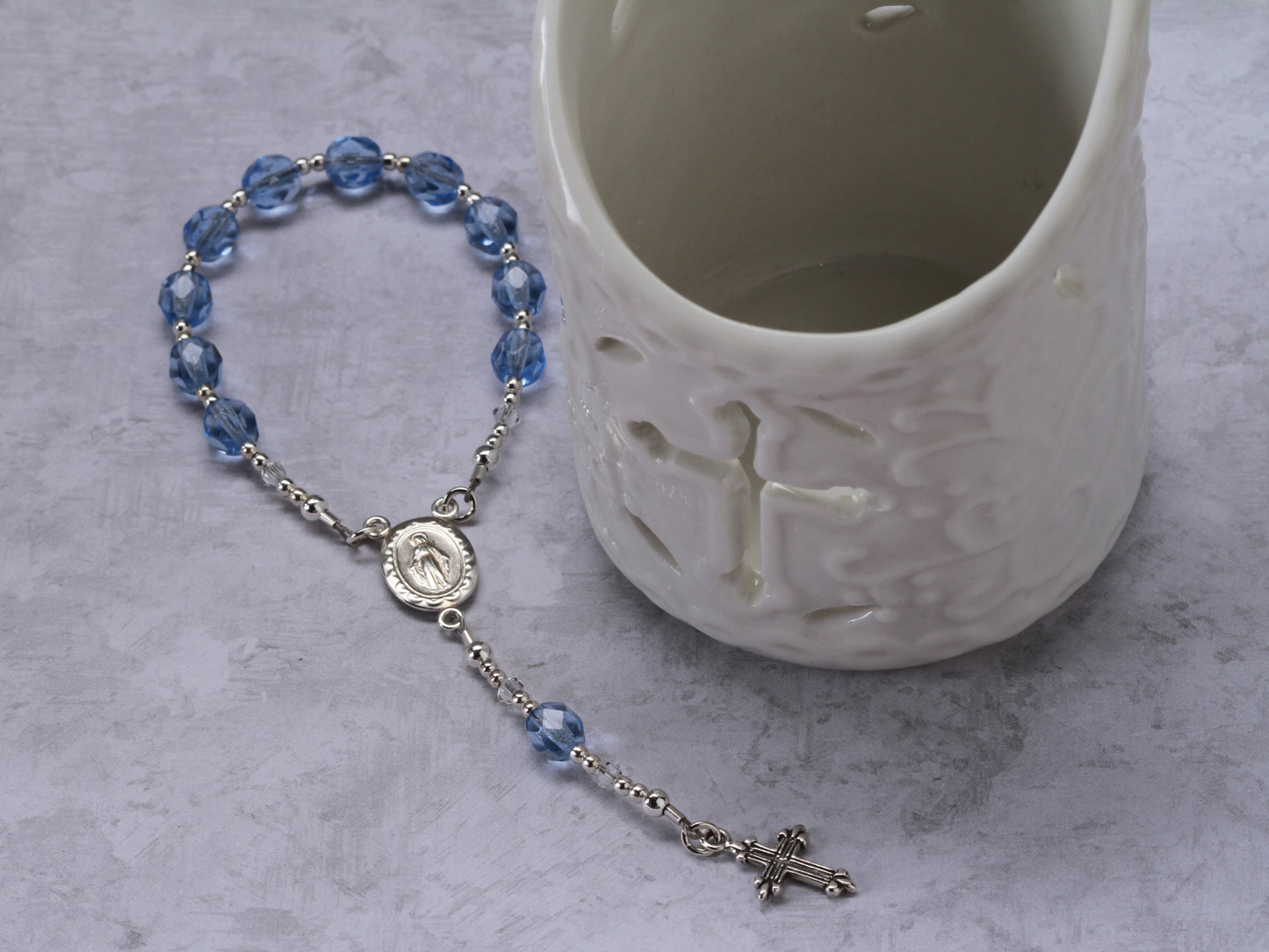 Sterling Silver Blue Baby Rosary