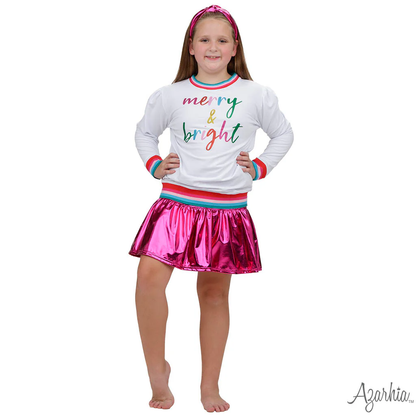 Metallic Gathered Skort - Hot Pink