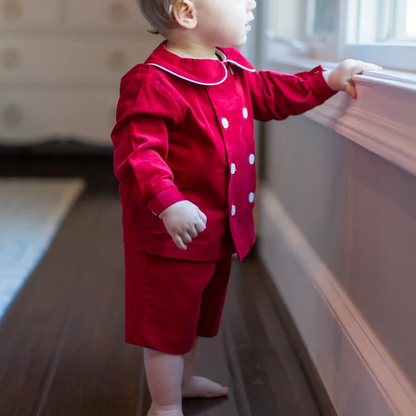 Red Corduroy Short Set