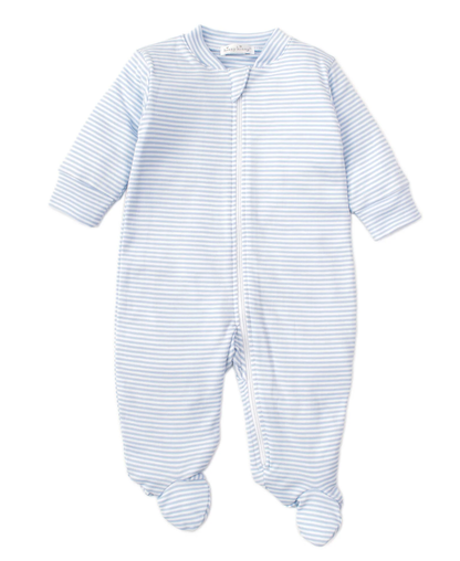 Simple Stripes Zip Footie - Blue