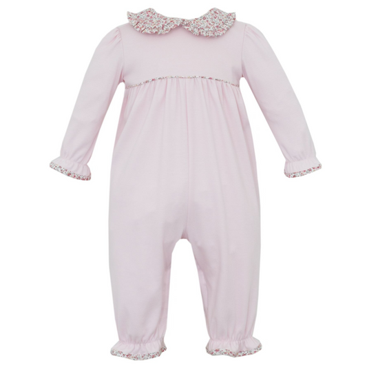 Liberty Floral Trim Romper - Pink