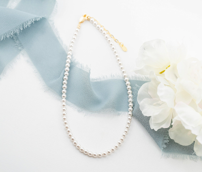 White Pearl Necklace - Silver