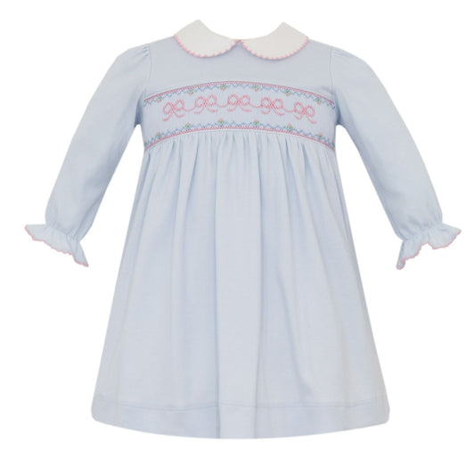 Lt. Blue Knit Dress - Bows