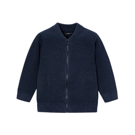 Knit Zip Cardigan - Navy