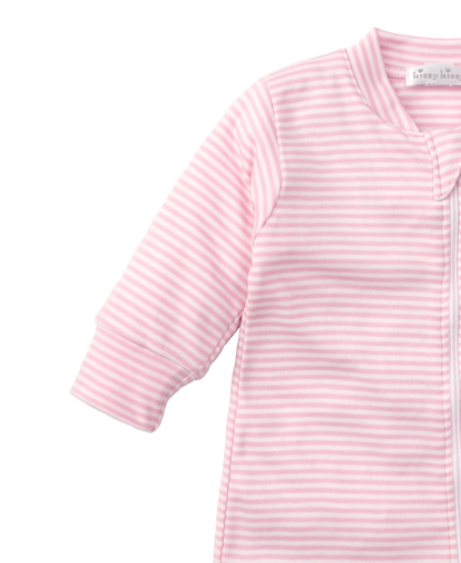 Simple Stripes Zip Footie - Pink