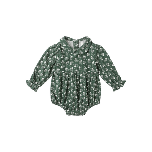 Cora Romper - Green Ditsy